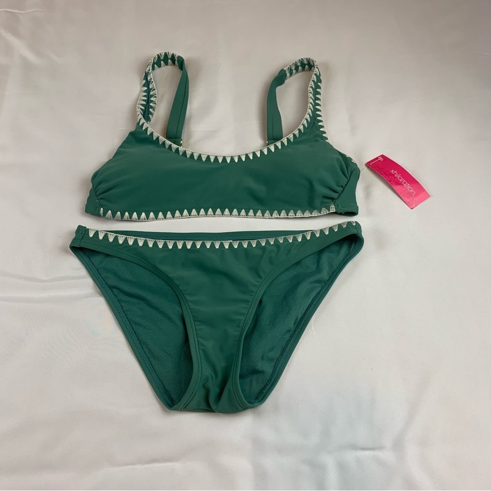 Xhilaration Green Bikini Set with White Trim Accents- S/M